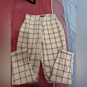 Nasty Gal Tan and Black Checkered Chinos